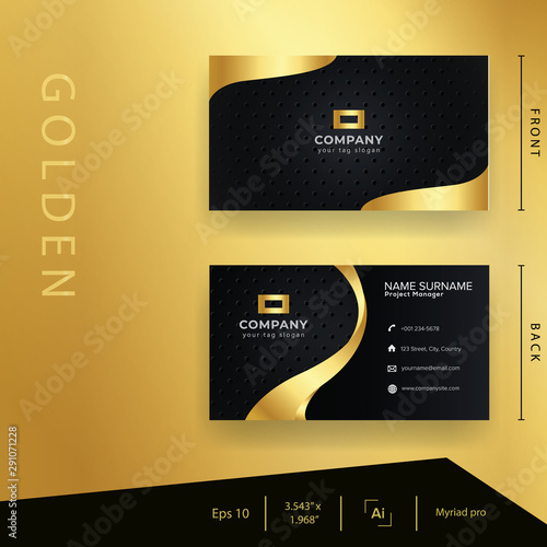 Golden business card template. Card name design