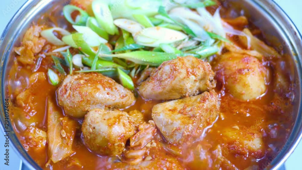 Korean food : Dakbokkeumtang. This dish is a stew of chicken, potato, and onion with seasoning. Korean food : Dakbokkeumtang. This dish is a stew of chicken, potato, and onion with seasoning.