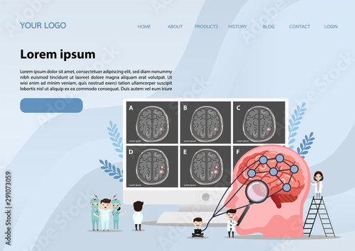 Web banner design template. Human brain stroke.