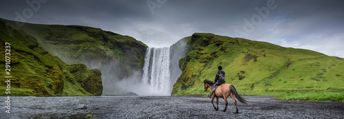 Skogafoss waterfall in Summer, Iceland photo