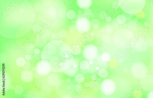 Bokeh on the green background. Vector blur abstract texture with lot of bubble. concept nature summer wallpaper