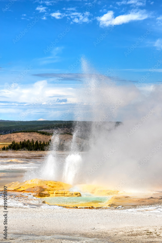 Clepsydra Geyser Erupting in Yellowstone National Park