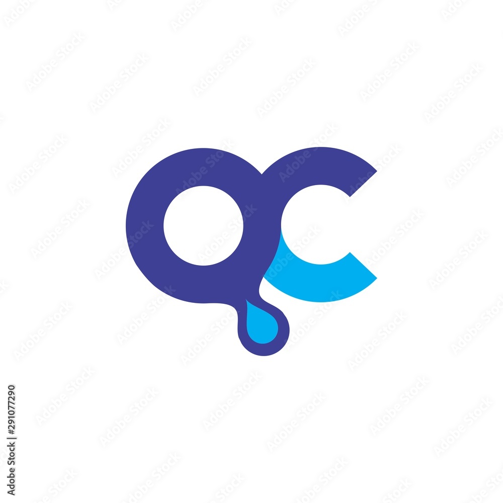 QC letter with Water Drop logo design vector QC letter with Water Drop logo design vector