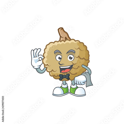 Waiter fresh marolo fruit character mascot in cartoon