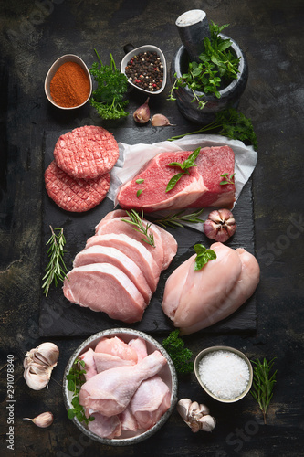 Obraz na płótnie Different types of raw meat