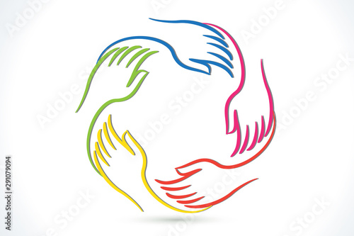 Logo teamwork hands helping vector design