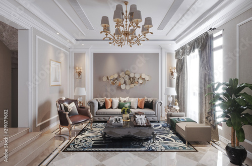 Living room interior in european style 3D illustration © vik173