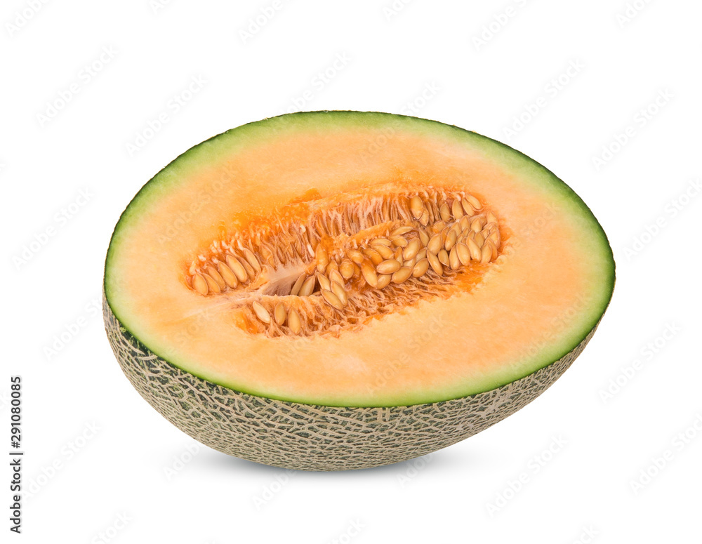 half of cantaloupe melon isolated on white background half of cantaloupe melon isolated on white background