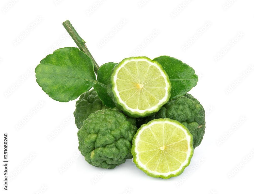 bergamot fruit or kaffir with leaf isolated on white background bergamot fruit or kaffir with leaf isolated on white background