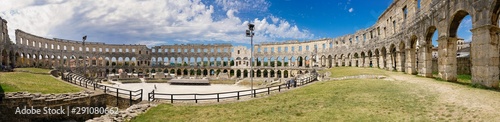 Panorama of the amphitheater in the city of Pula. Not visible small area of the eastern part of the wall