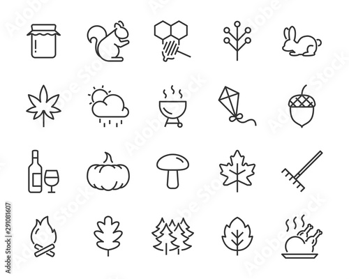 set of autumn icons, season, leaf, fall