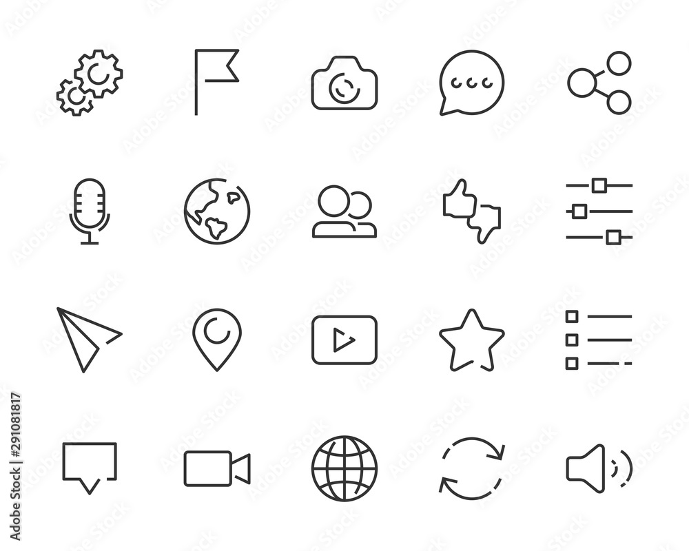 Fototapeta premium set of web icons, application, app, social media, simple icons