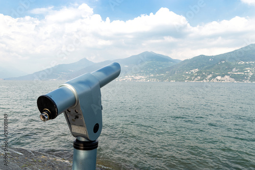 Coin operated binocular View Lake Como Italy