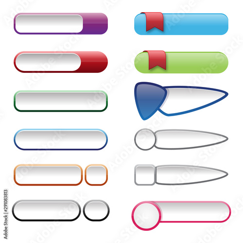 12 colorful button for website build element concept design with different shaped