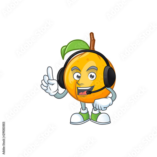 With headphone seeds nutmeg cartoon on white background