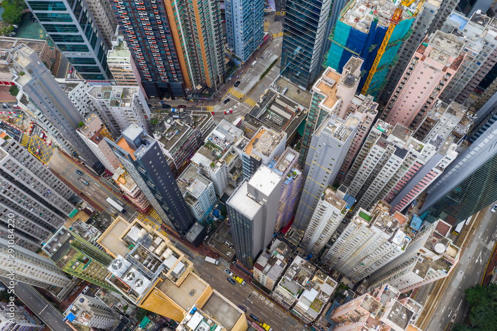 Fototapeta premium Top view of Hong Kong city