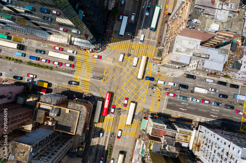 Photography Top view of Hong Kong traffic road
