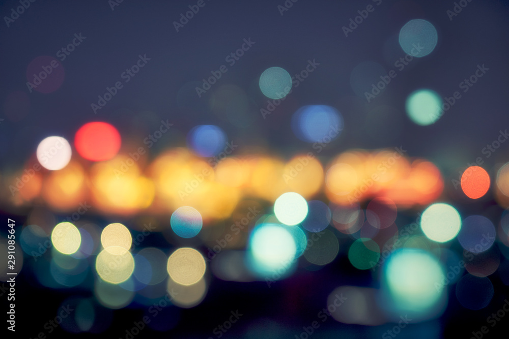 night light cityscape bokeh background - obrazy, fototapety, plakaty 