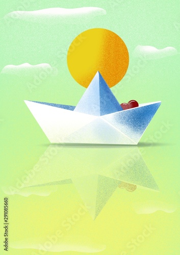 paper boat on the sea