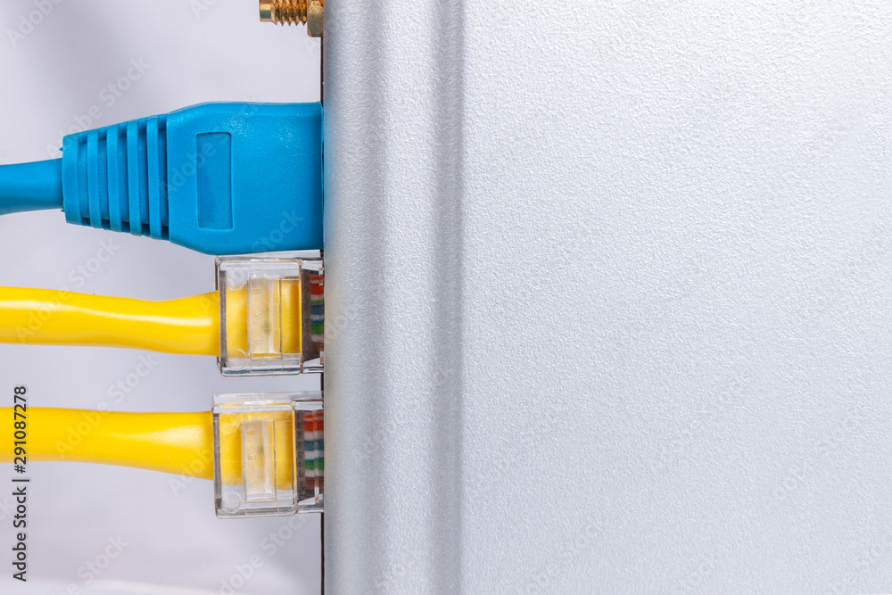 Network cable connector, LAN cable, Home router with Blue RJ