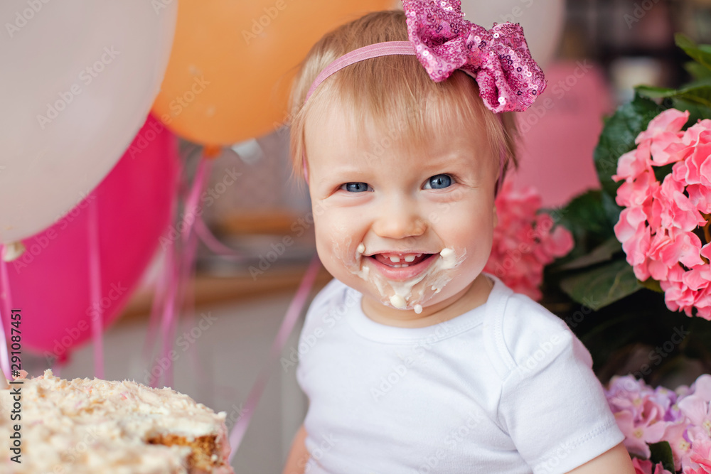 little girl with birthday cake little girl with birthday cake