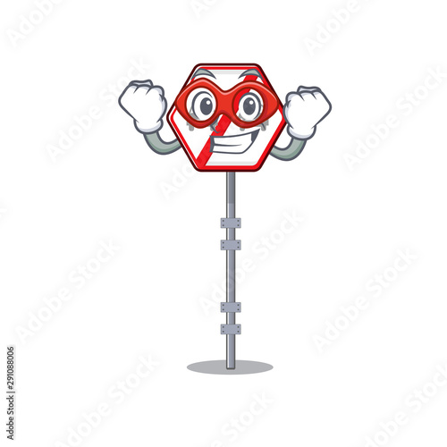 Super hero no overtaking cartoons on the curb