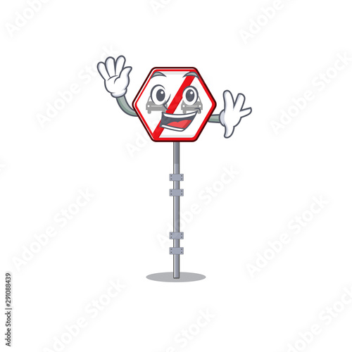 Waving no overtaking cartoons on the curb