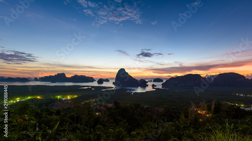 Sunrise time at Samed Nang Chee mountain view point in Phang Nga Province