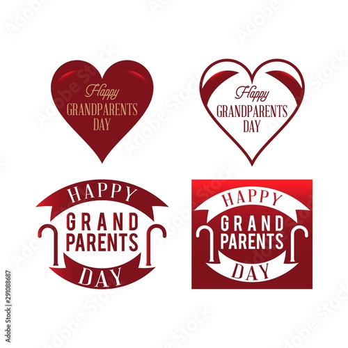 Happy Grandparents day typographic emblems, logo set.