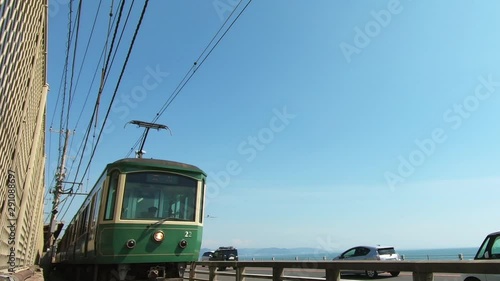 National road and railway along the sea