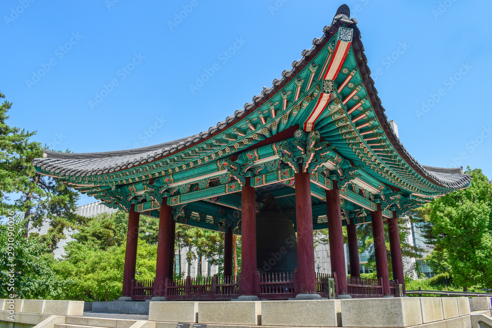 Pavilon with Bronze Bell of Bosingak Tower, Seoul, South Korea