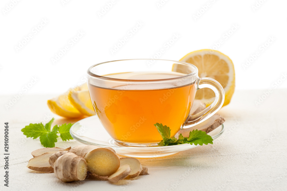 Ginger tea in a cup. Ginger tea in a cup.