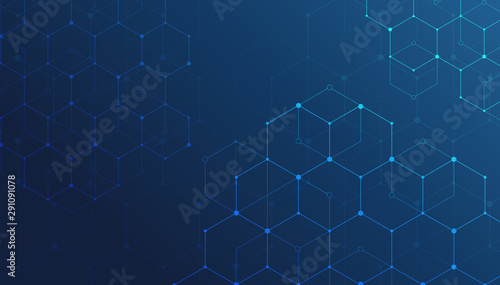 Abstract lines and dots connect background. Technology connection digital data and big data concept.