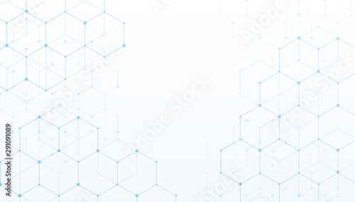 Abstract lines and dots connect on white background. Technology connection digital data and big data concept.