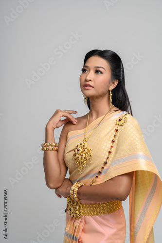 Beautyful Thai woman wearing Thai dress
