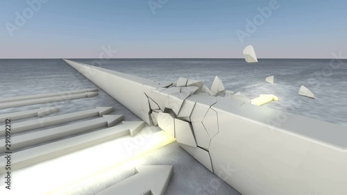 Business competition symbol, one arrow winner breaks wall, all arrows bounce off