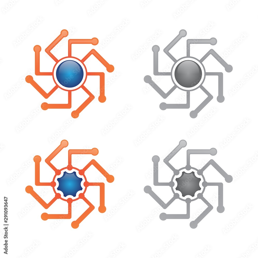 Set round circuit board technology icon for your best company Set round circuit board technology icon for your best company