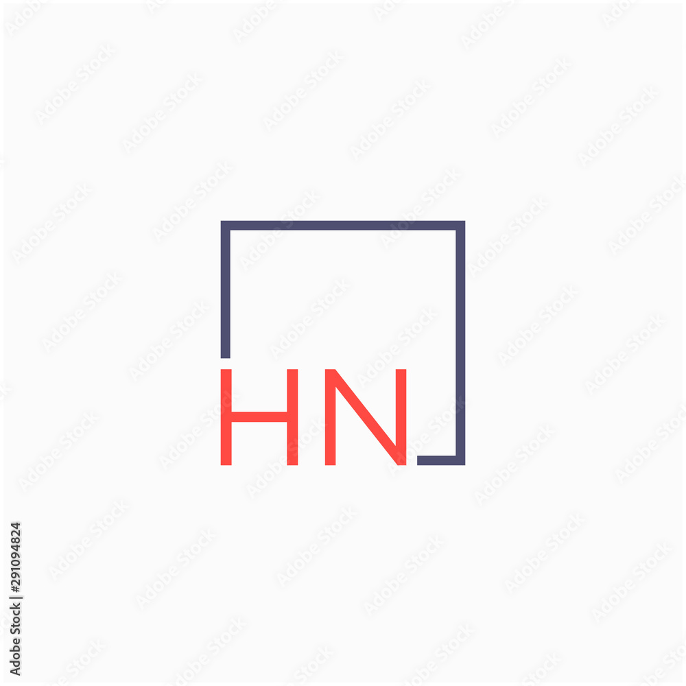 Letter HN Logo design with square frame line art. business consulting concept. studio,room,group icon. Suitable for business, consulting group company. - vector Letter HN Logo design with square frame line art. business consulting concept. studio,room,group icon. Suitable for business, consulting group company. - vector