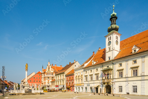 View at the Main square with Town hall building and Column Plague in Maribor - Slovenia © milosk50