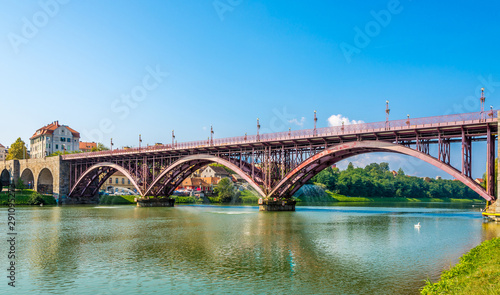 View at the Old bridge over Drava river in Maribor - Slovenia © milosk50