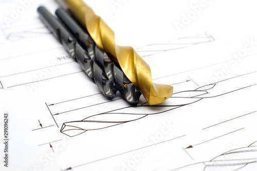 Professional cutting tools used for metalwork. Multi-flute drill, broach bit, Stainless Drill bit, Tap for thread
