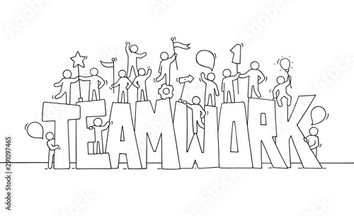 little people with big word Teamwork.