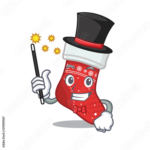 Magician christmas stocking character in a bag