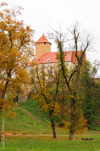 beautiful autumn view of medieval Veveri castle in Czech republic