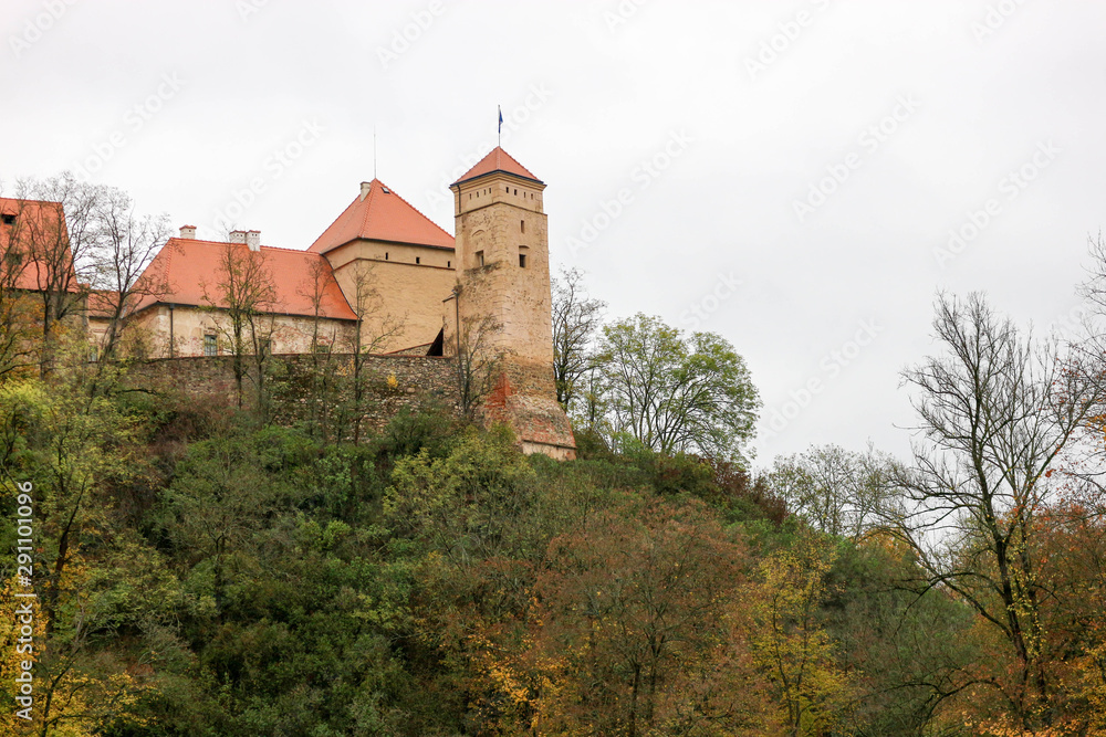 Medieval Veveri castle near Brno, Czech republic in autumn forest