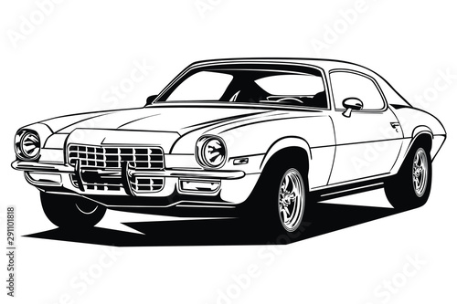 Classic vector retro vintage custom car design © BARTOSZ