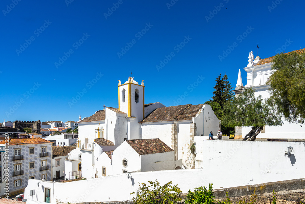 Panoramic view of Santiago church (Igreja de Santiago) from Tavira Castle, Algarve, Portugal