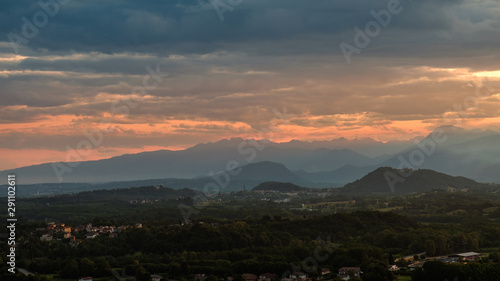 Stormy sunset in the italian countryside