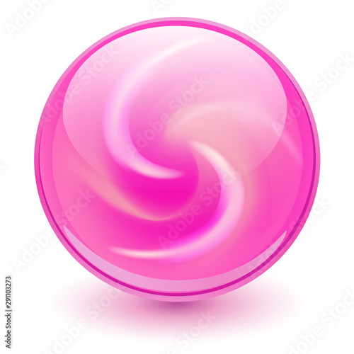 Pink glass sphere, 3D marbl...