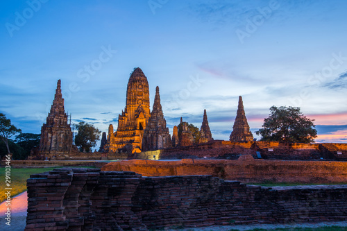 Wat Chai Watthanaram - Beautiful Buddhist temple at night.